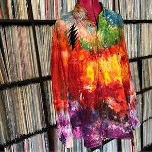 Ice dyed silk black velvet syf bolt stealie grateful company dead sphere ♻️🌈⚡️